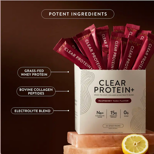 15g Grass Fed Whey, Collagen & Electrolytes Clear Protein - Raspberry Yuzu Flavor (20 Sticks)